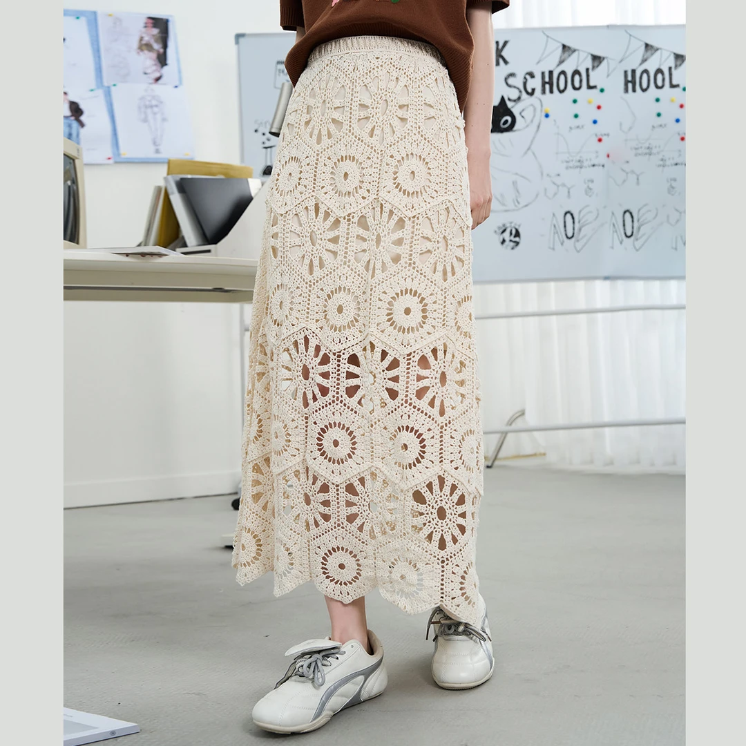 【金拐子专属】勾花镂空文艺风针织半身裙半截裙AEW2Q7D45