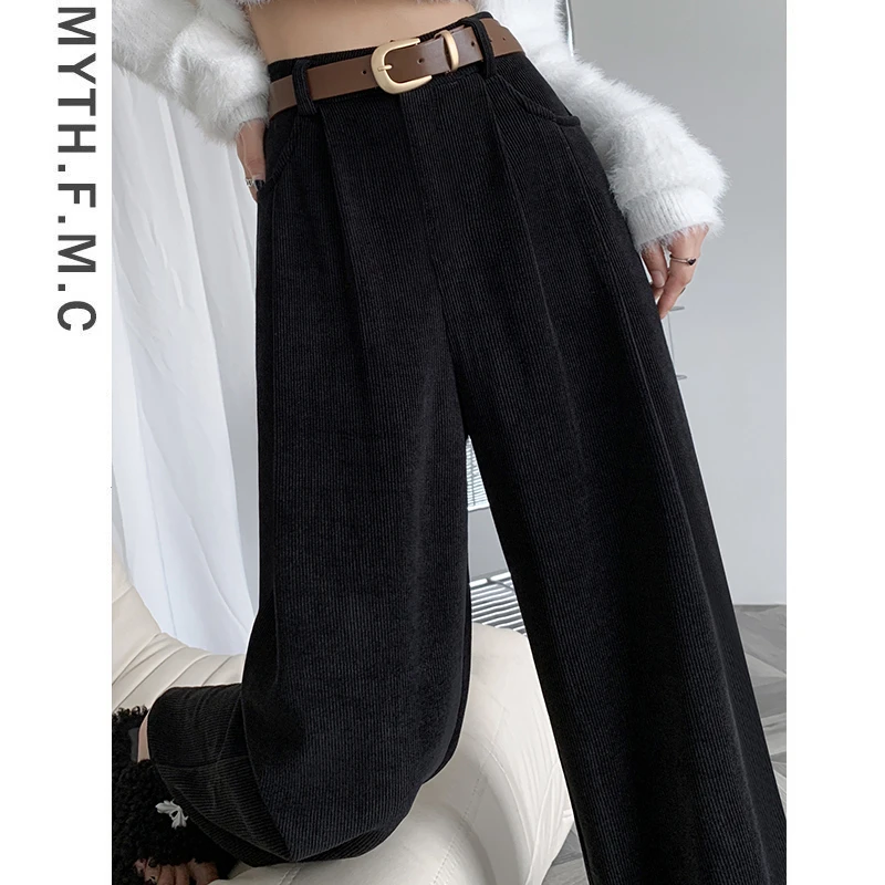 （清货运补5-10元）美拉德加绒加厚款窄版阔腿裤高腰休闲外穿拖地裤
