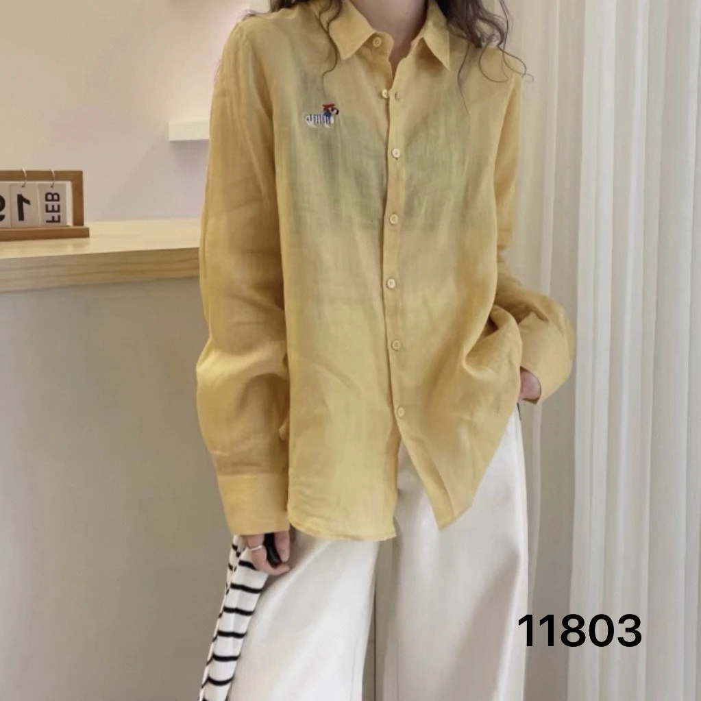 11803  WANGDAN （薄款）新款小狗刺绣翻领衬衣