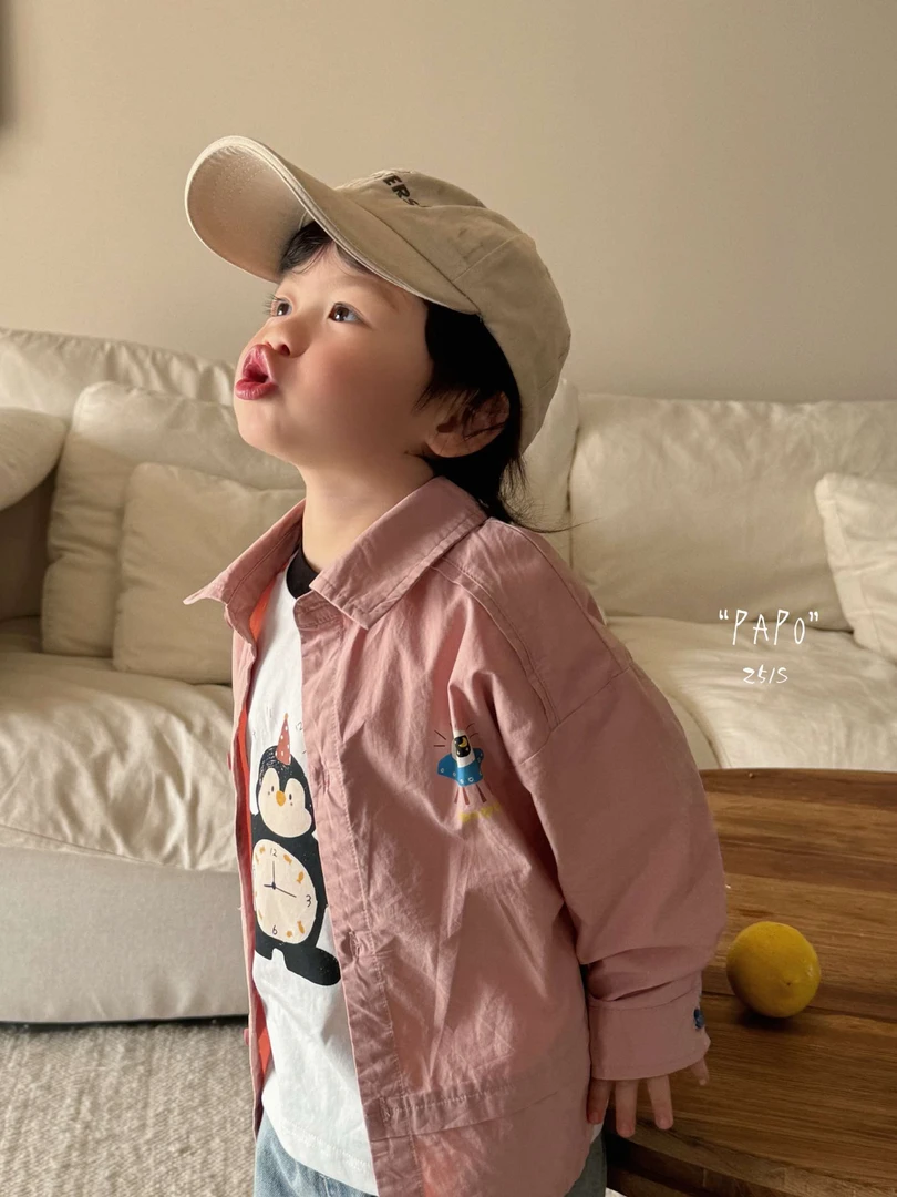 【papo  8051】2025年春款男童时尚百搭长袖T恤