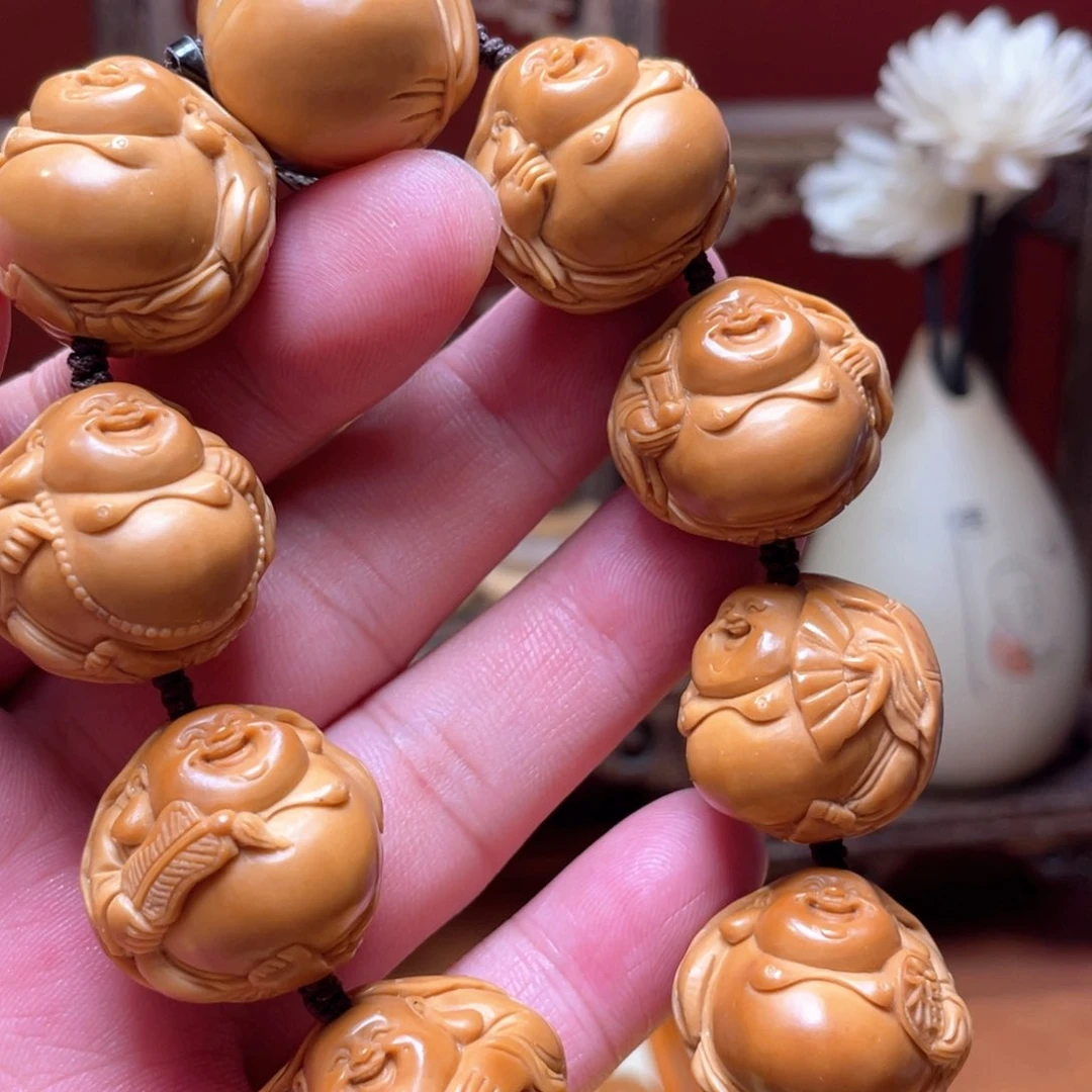 橄榄核手串/手链2.4尺寸，荷叶弥勒
