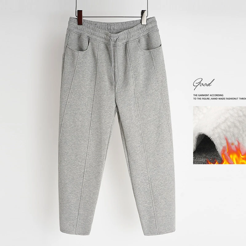 春秋运动裤男士爆款九分卫裤棉阔腿直筒冬长裤休闲裤子加绒厚大码