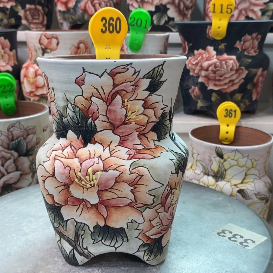 心***泉紫砂花盆水晶花盆360微瑕