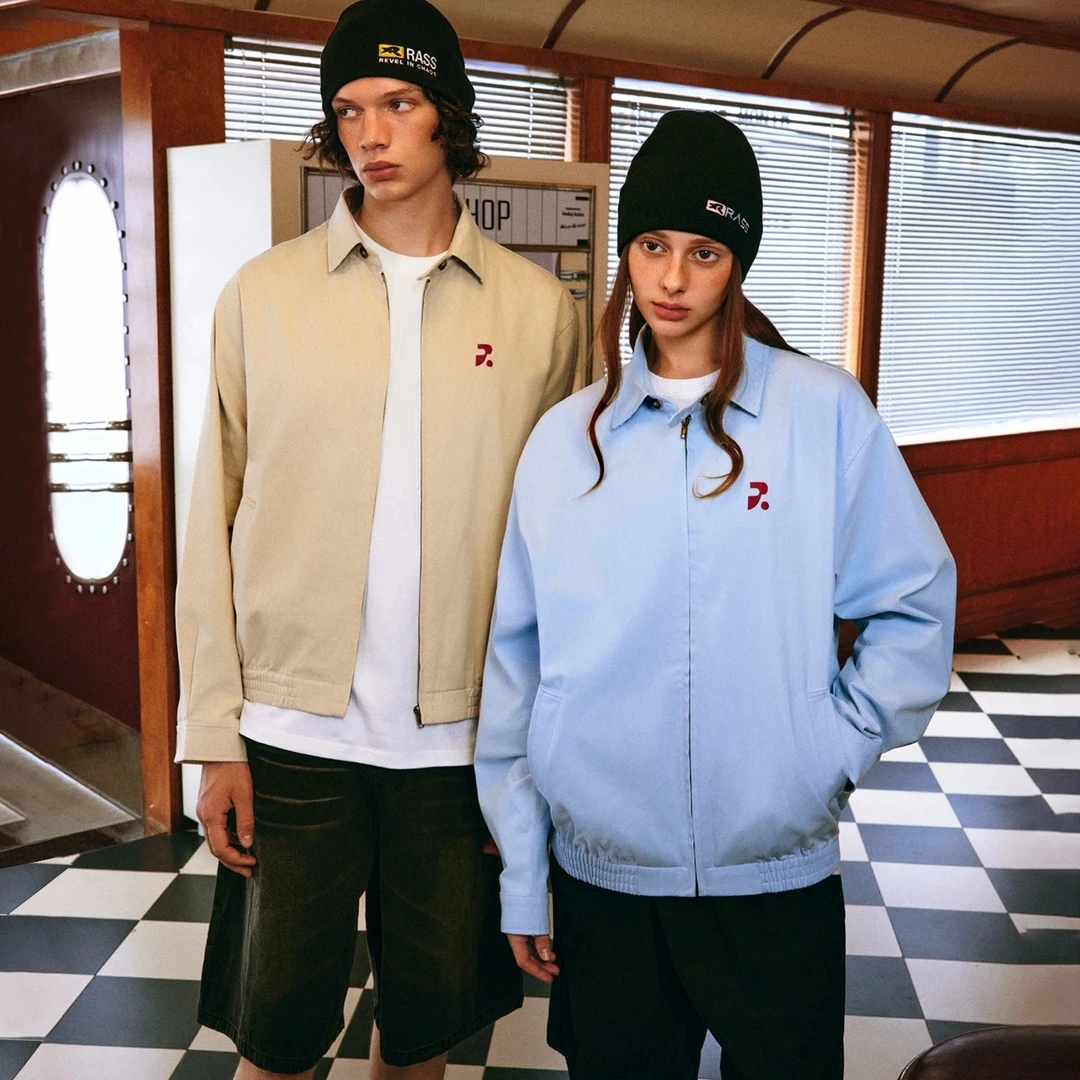 浅蓝色正肩衬衫外套男款秋季cleanfit短款夹克休闲翻领美式棒球服