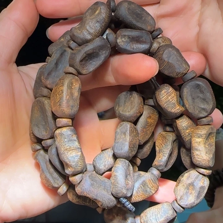 手串沉香罗门黑棋包头壳子沉水链子69.5克