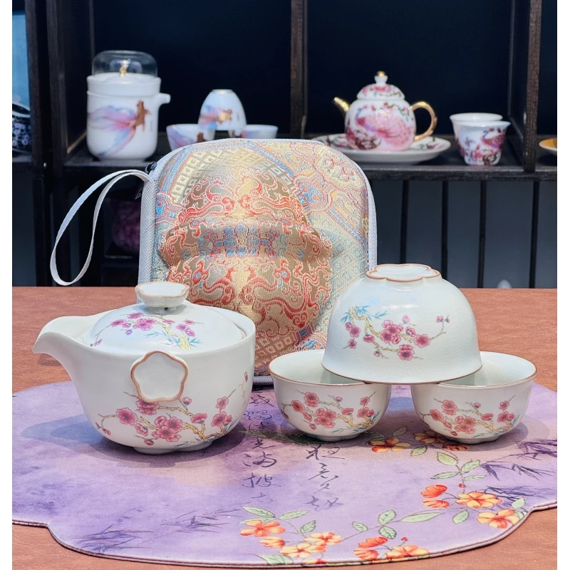 玉清桃枝三杯旅行茶具by035