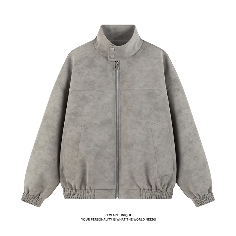 美式情侣装PU皮衣扎染外套男女款春秋季新款宽松机车棒球服夹克衫