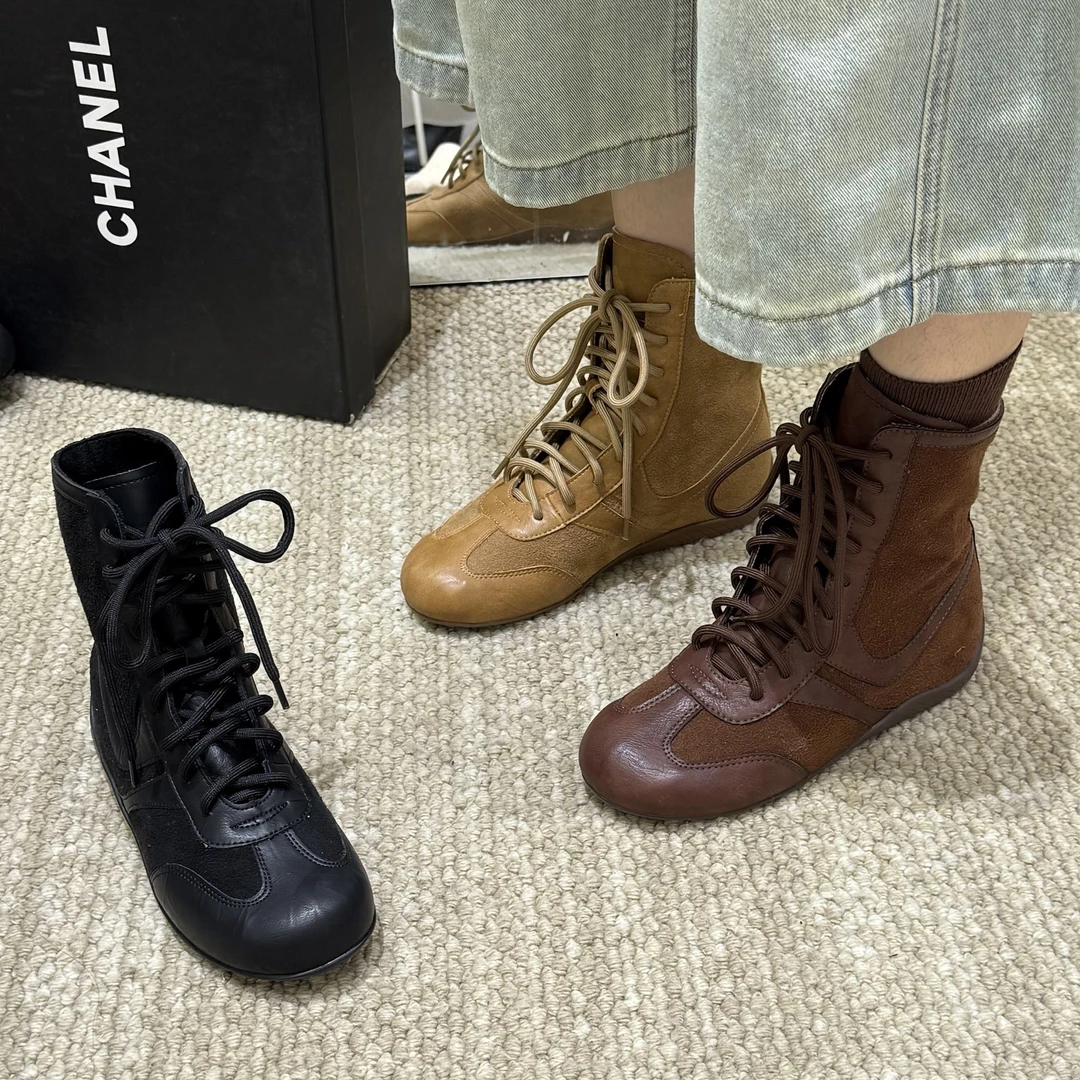 内增高4公分拳击靴！高级感小短靴女2025春秋单靴粗跟瘦瘦靴绒面靴