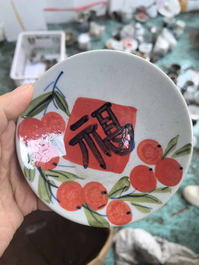 景德镇福字碟手工手绘