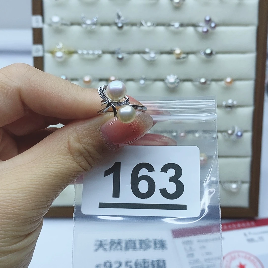 淡水珍珠戒指银S925镶嵌开****天163
