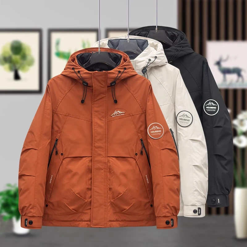 羽绒服男款冬季新款防风防水连帽防寒服超好看潮流白鸭绒羽绒服男