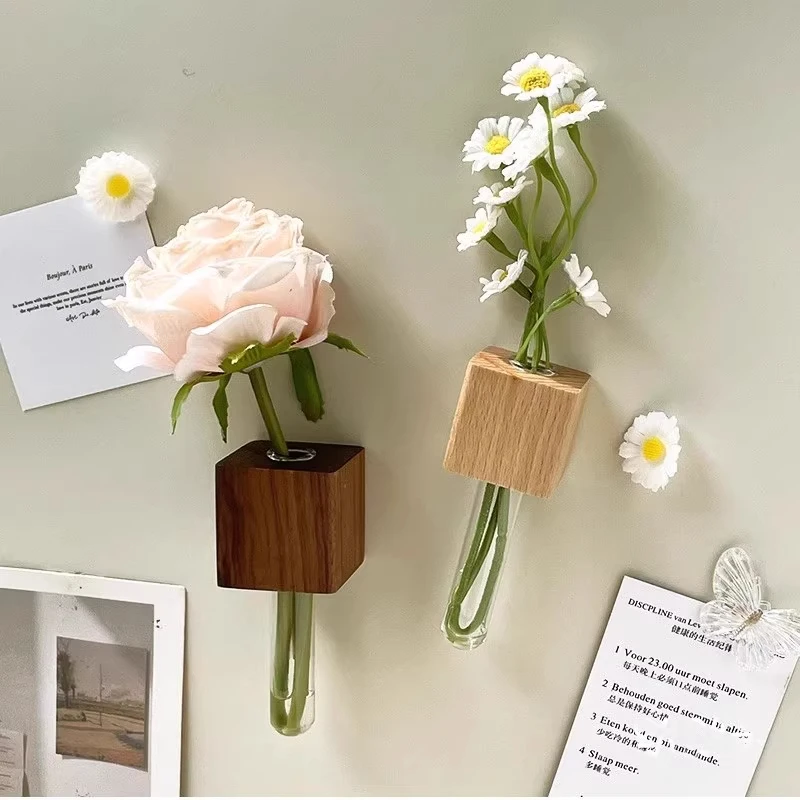 试管花瓶小冰箱贴水培养花插花器房间摆件装饰品磁性贴磁吸玻璃管