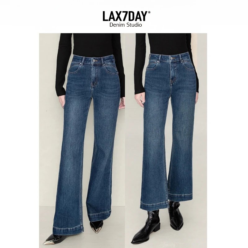 四面弹 | 显瘦提臀高腰微喇牛仔裤女美式复古风秋季直筒牛仔裤