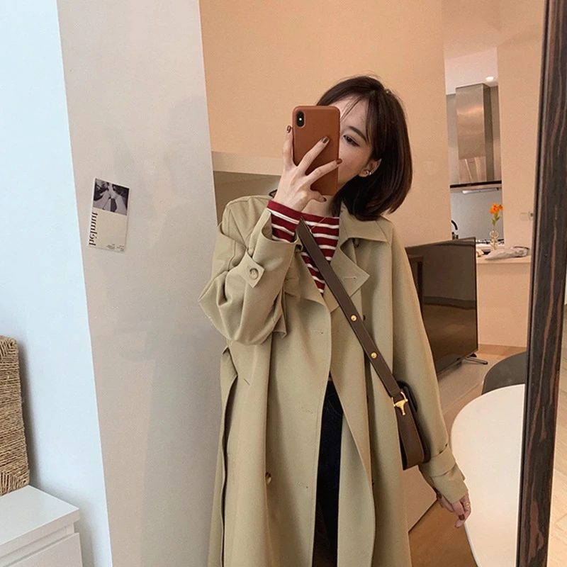 F11风衣女2024春秋季新款中长款小个子英伦风感工装风衣外套潮