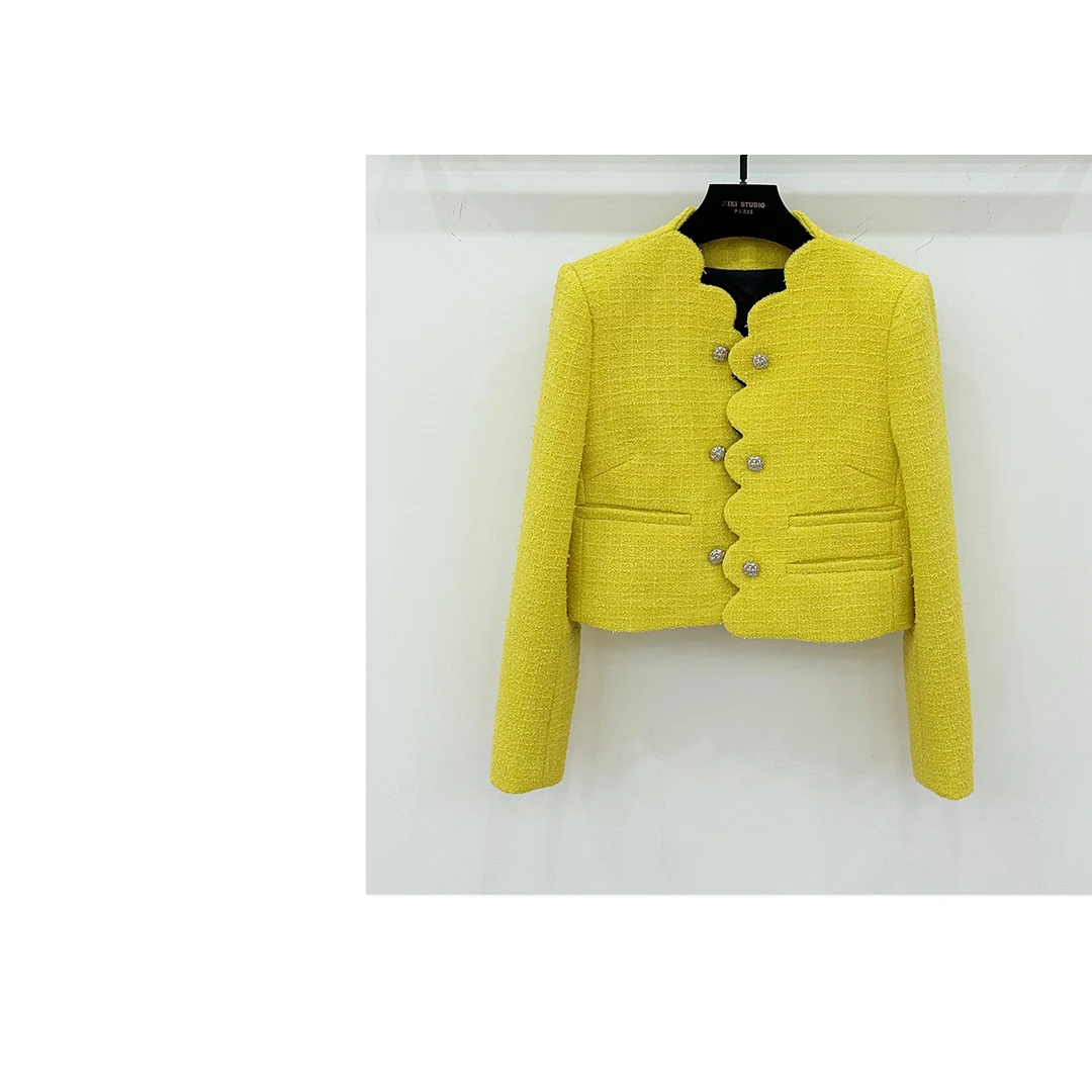 【西西高定】高级感黄色小香风外套气质减龄短款上衣