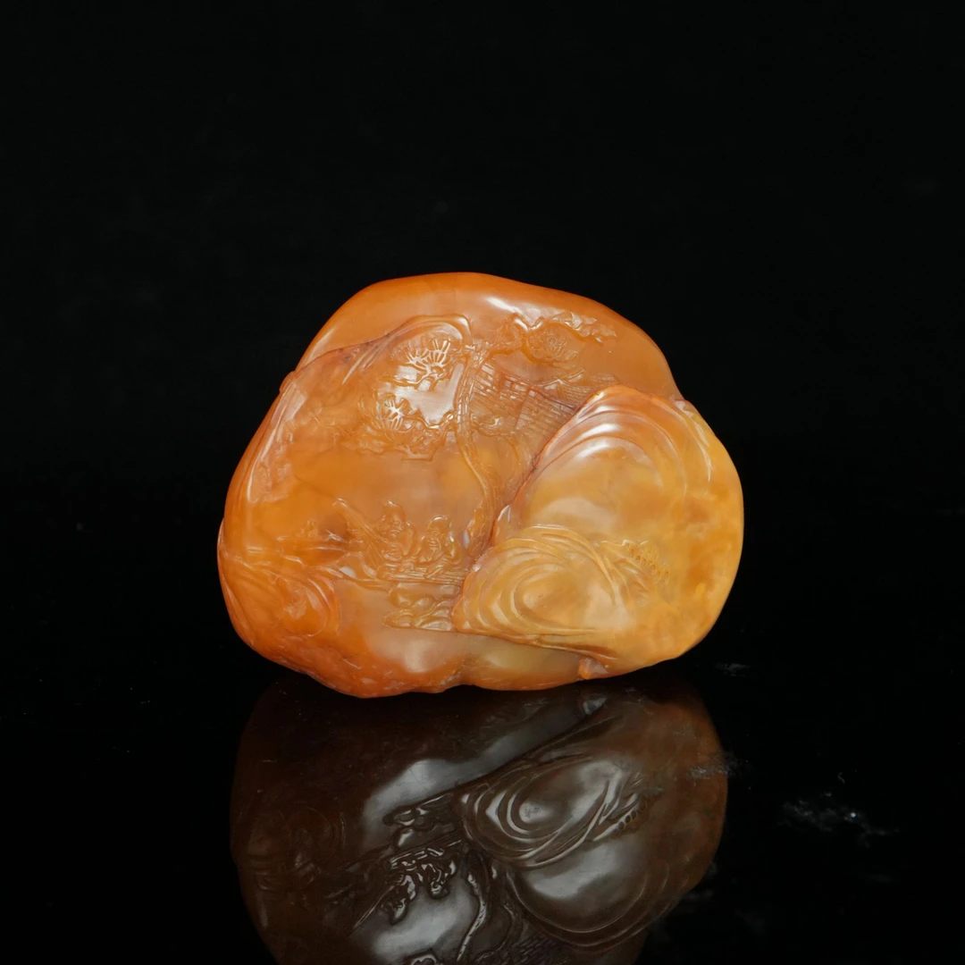 DY-B7473寿山石 田黄 遇知音摆件 72*34*56mm188.73g