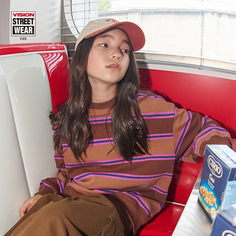 VISION KIDS 街头复古上衣舒适长袖套休闲运动男女儿童秋季25新