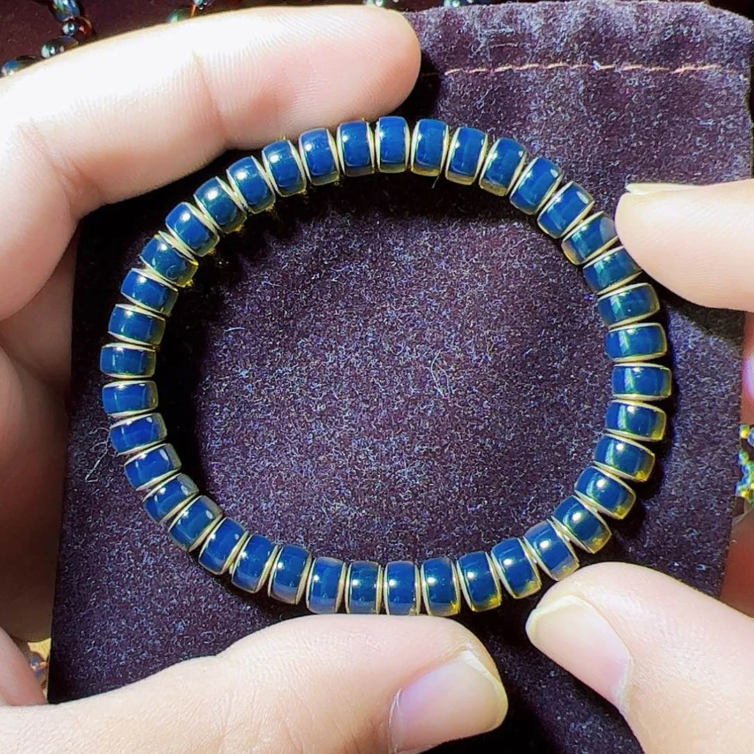 蓝珀珠宝奇石银S925镶嵌7mm墨西哥蓝珀精工药片