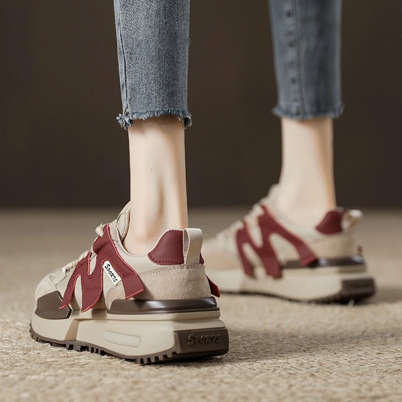 小蛮腰华夫阿甘鞋女爆款老爹鞋显脚小2025新款复古厚底休闲运动鞋