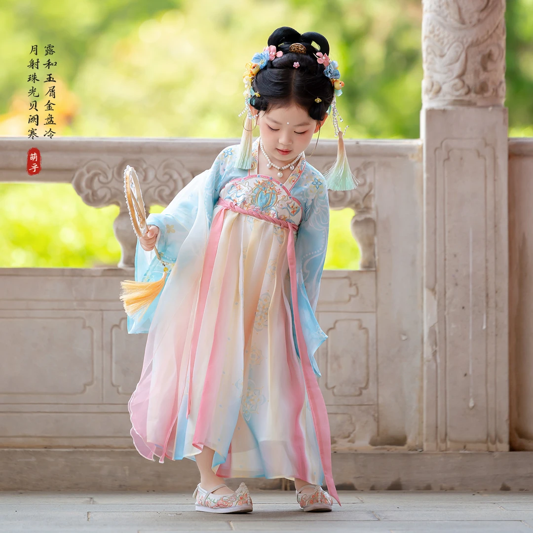 萌乎【皎皎月】汉服女童2025新款古风连衣裙小女孩国风唐装253867