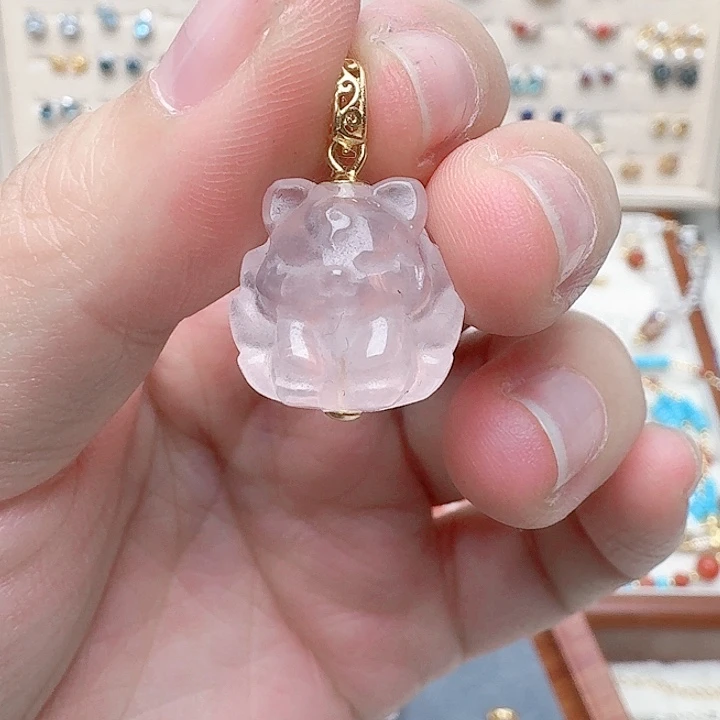 水晶吊坠(不含链)银S925镶嵌吊坠