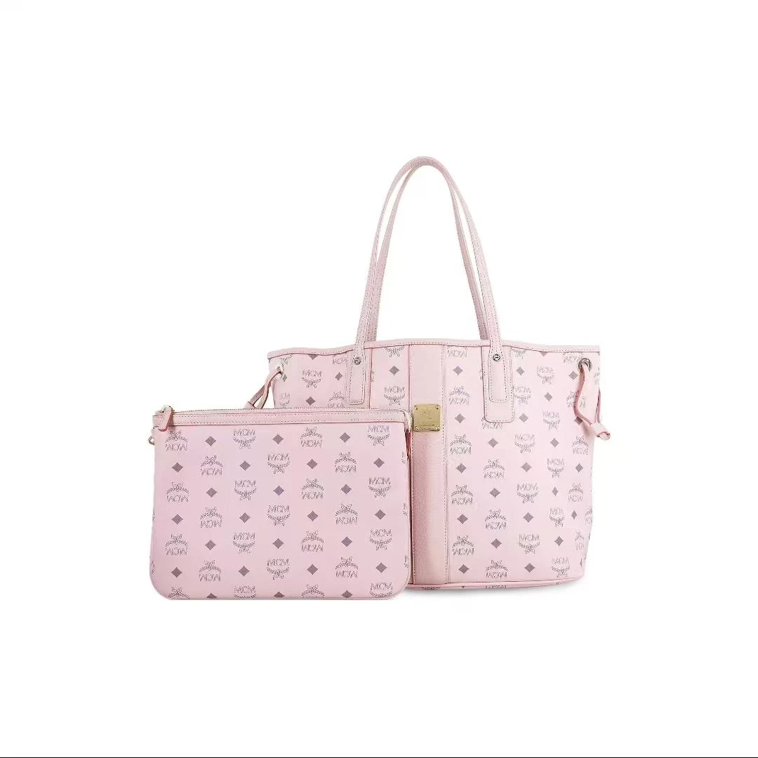 95新 MCM 子母托特包中号轻雾粉/LZ00982
