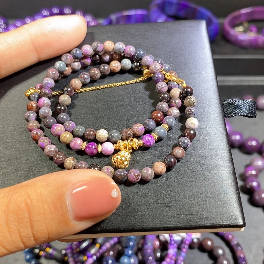 苏纪石（舒俱来）未镶嵌南非舒俱来泥地圆珠锁骨链