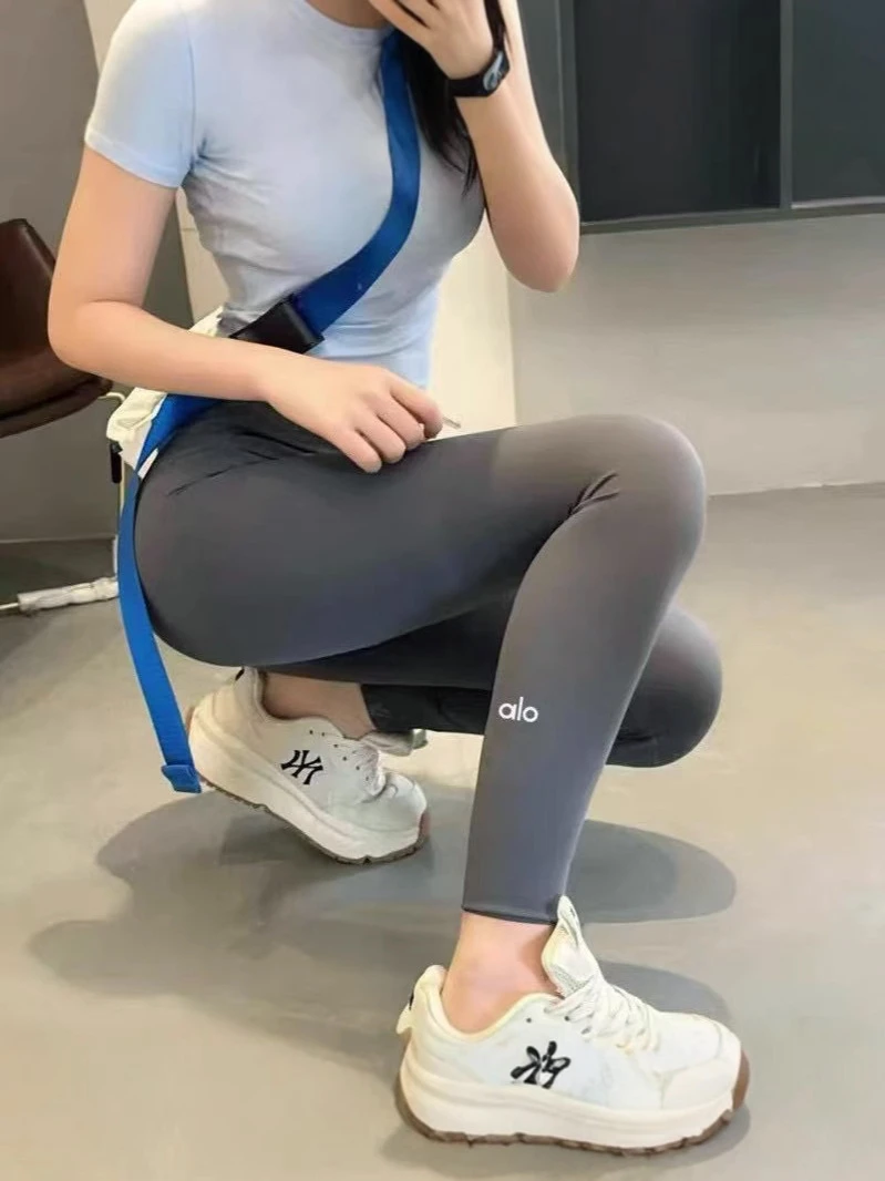 alo裸感高腰瑜伽裤运动裤健身紧身收腹女士打底长裤跑步弹力小脚