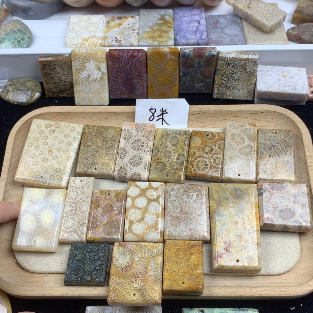 黑***刺硅化珊瑚（珊瑚玉）未镶嵌笔搁