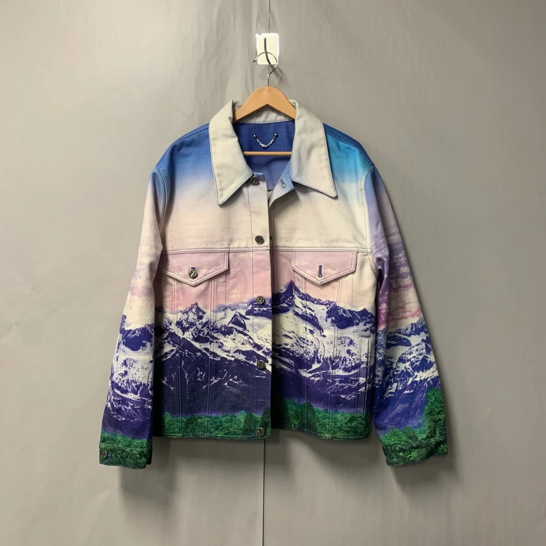 全新未使用 LouisVuitton/路易威登 雪山风景牛仔夹克 58码 #5026