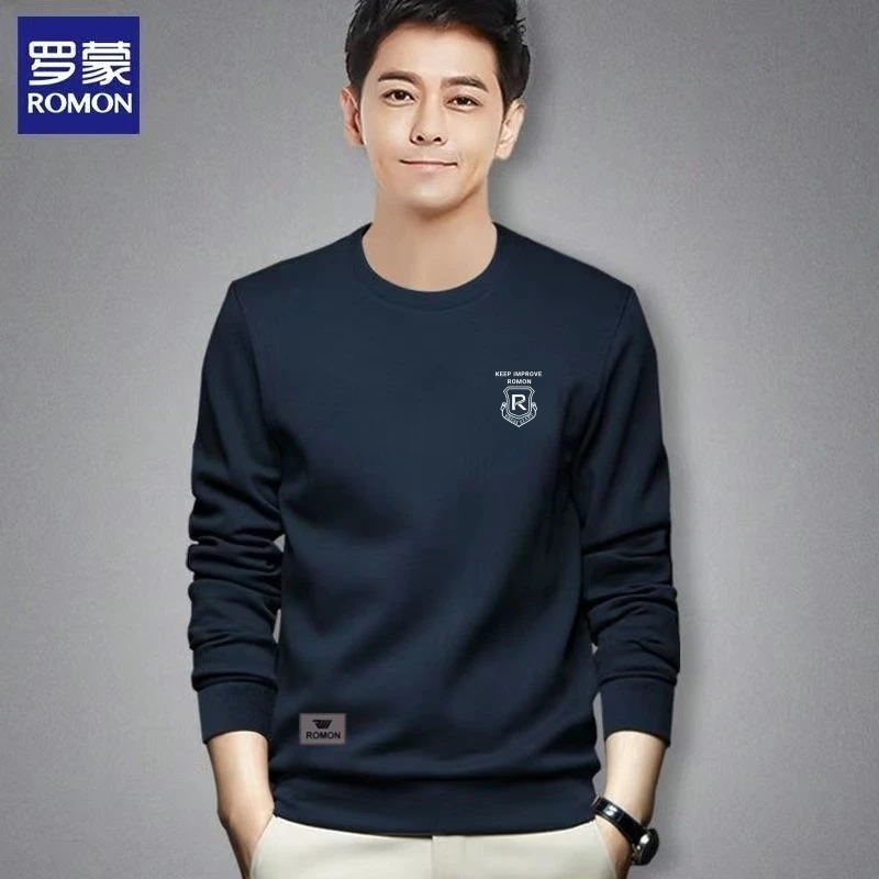 罗蒙秋冬季男士卫衣时尚长袖打底衫加绒加厚上衣服潮流中青年男装