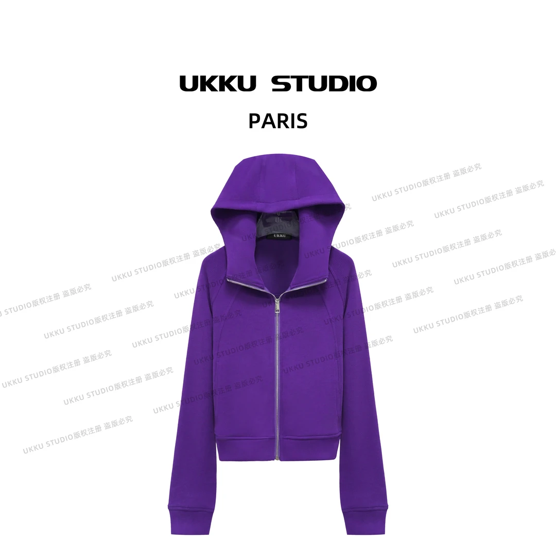 【UKKUSKUDIO】丹丹秋冬修身时尚气质重磅连帽卫衣外套513355