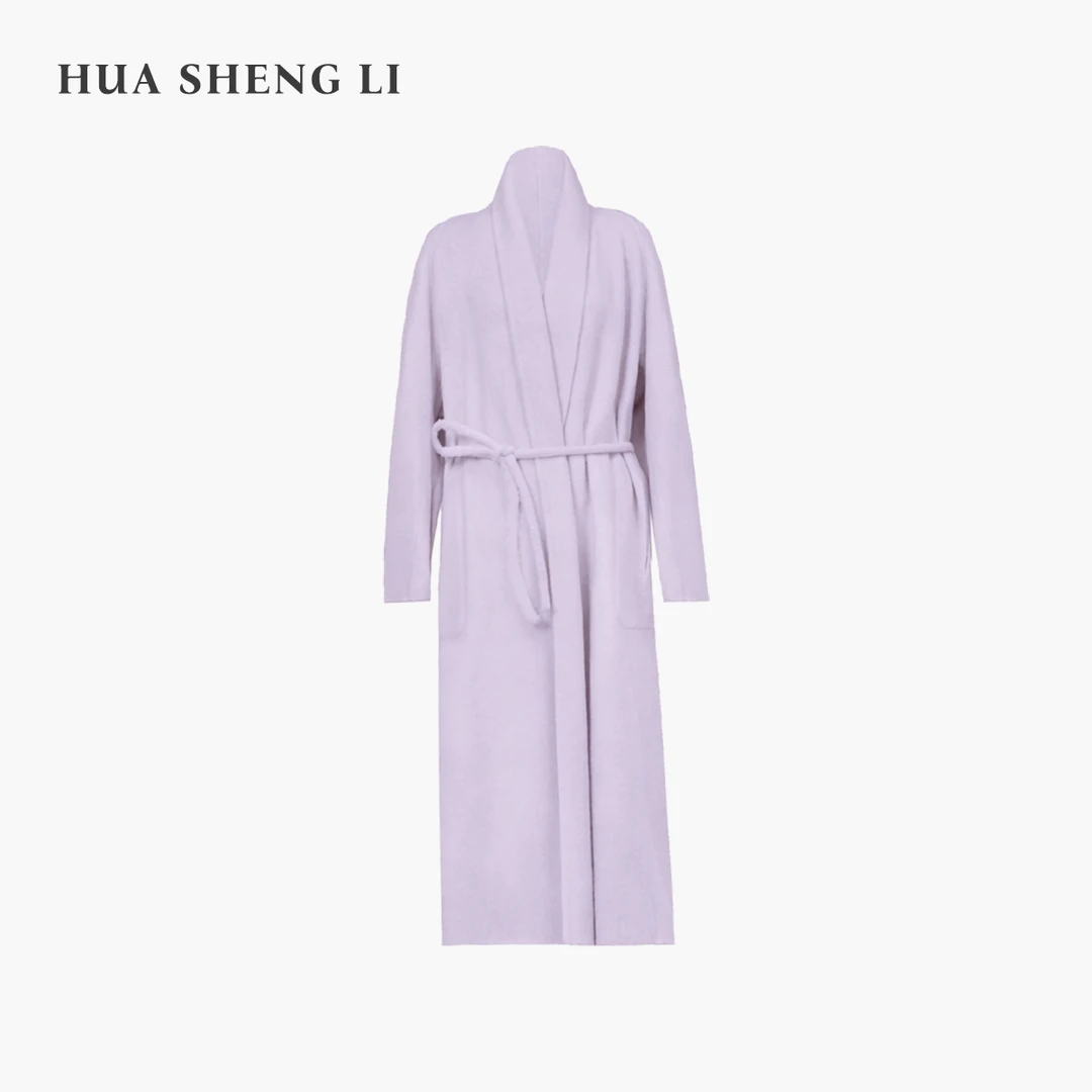 【财阀千金】山羊绒美利奴绵羊毛气质宽松浴袍领双面长款大衣