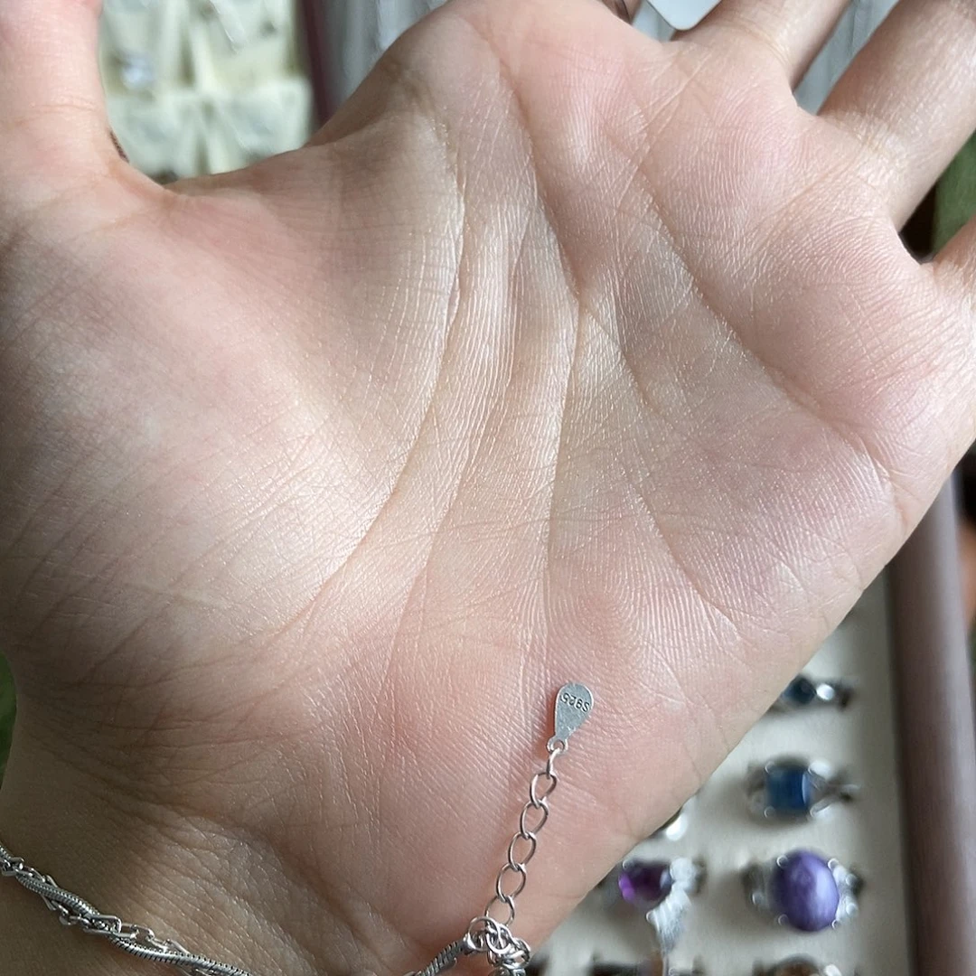 ****ǐ银S925镶嵌戒指烟晶金运石三层