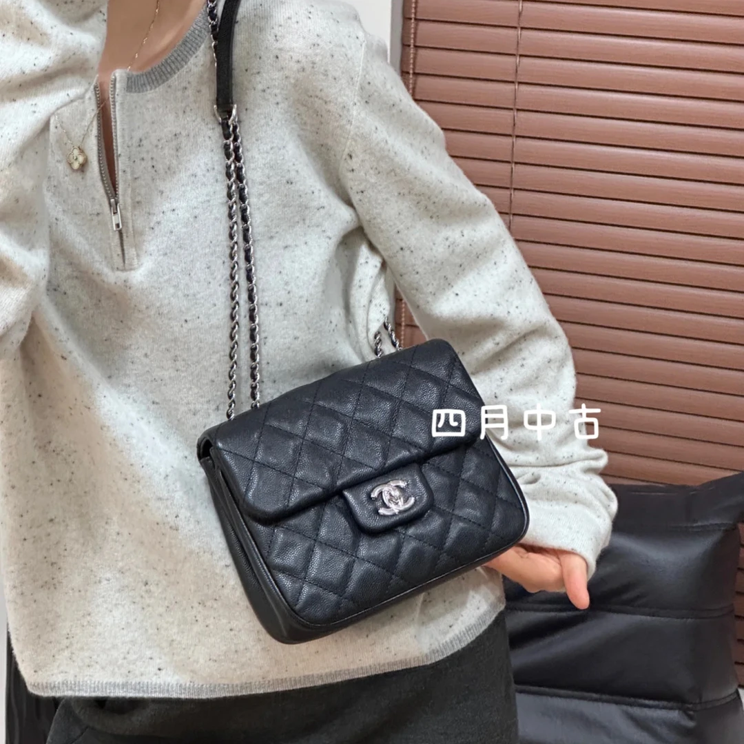 95新 Chanel/香奈儿 鱼子酱风琴方胖子包