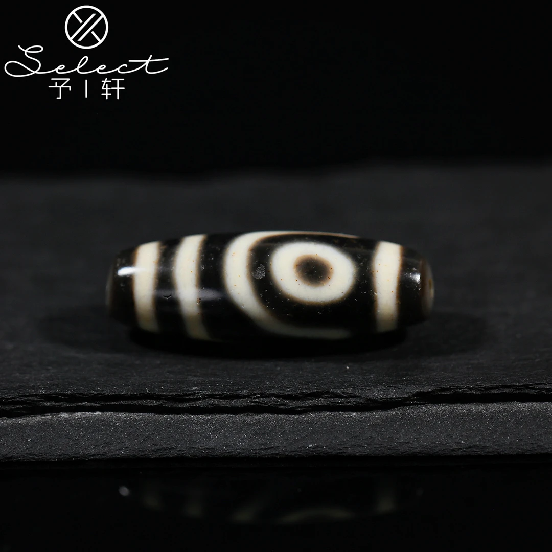 予轩出品；台一上肯灰皮镜面满砂老超顶如意二眼37.7*13mm天珠吊坠