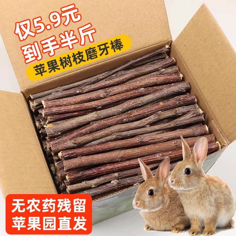 兔子零食苹果树枝磨牙棒神器仓鼠训练奖励龙猫咬木枝玩具装饰用品