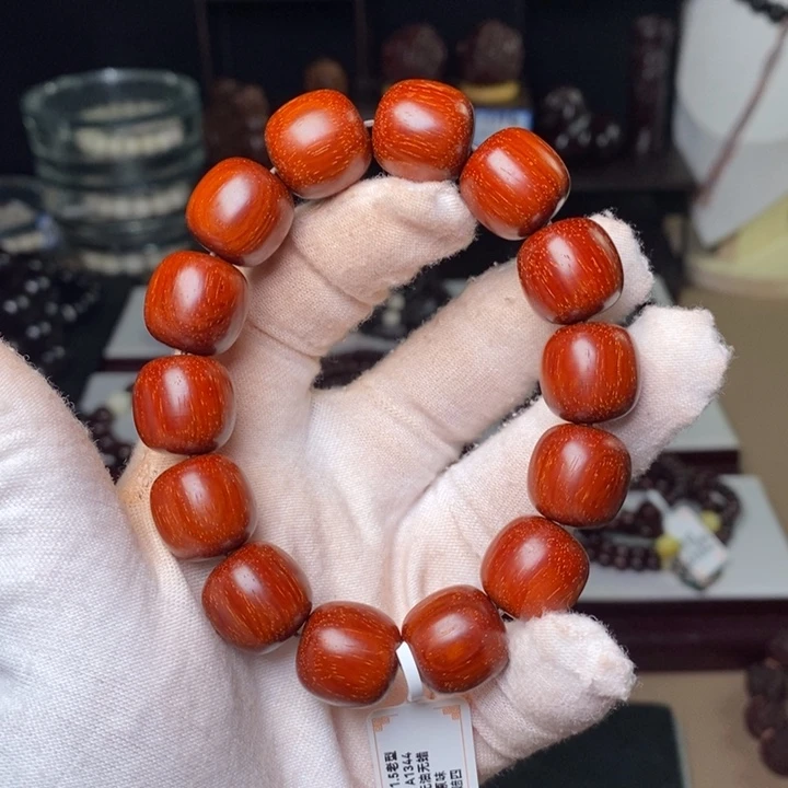 小叶紫檀手串/手链原汁原味15/15老型 5星鸡血红泥料