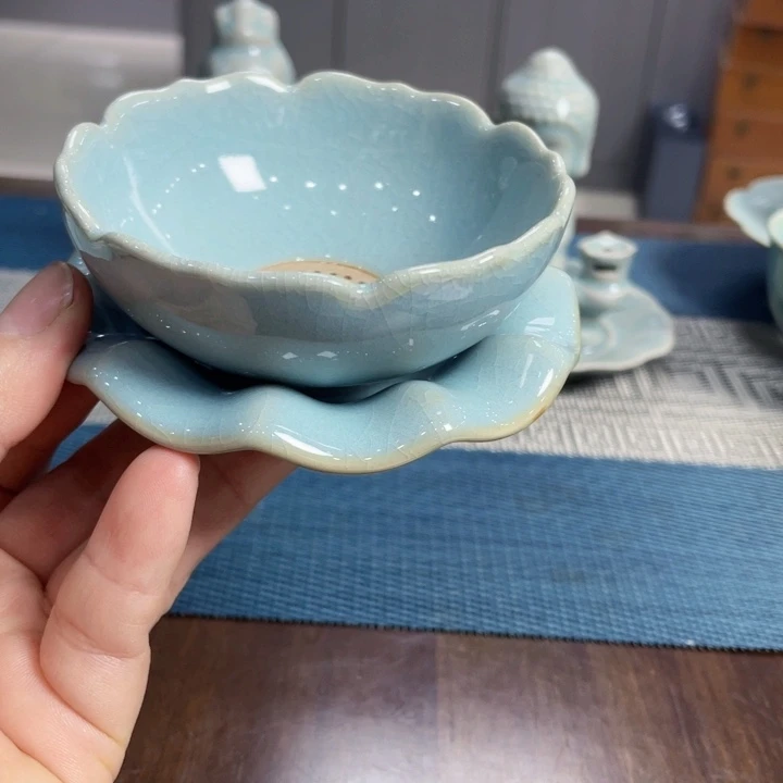 原矿釉天青茶漏2222