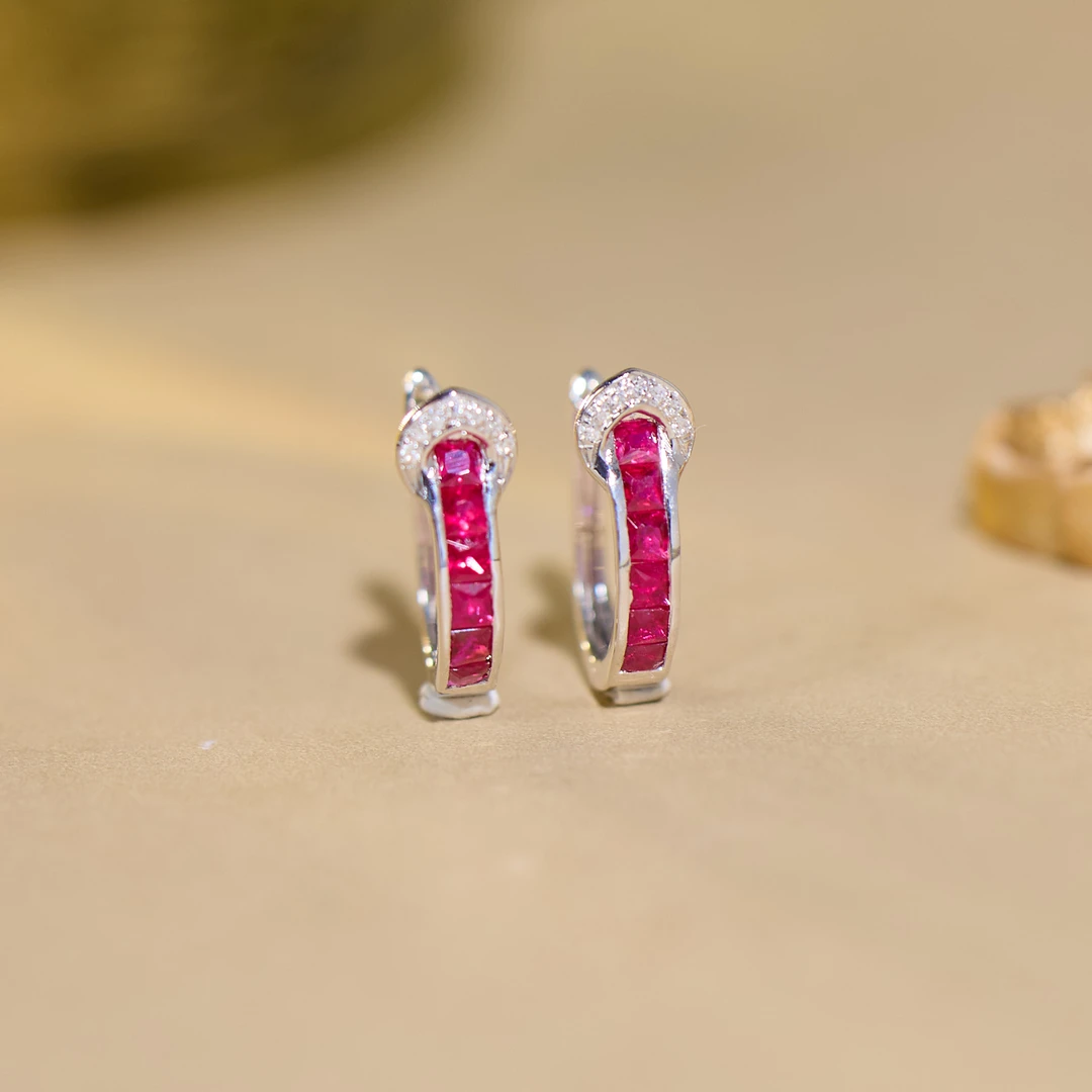 【玉峰珠宝】红宝石耳饰*18K金镶嵌XB-S3717
