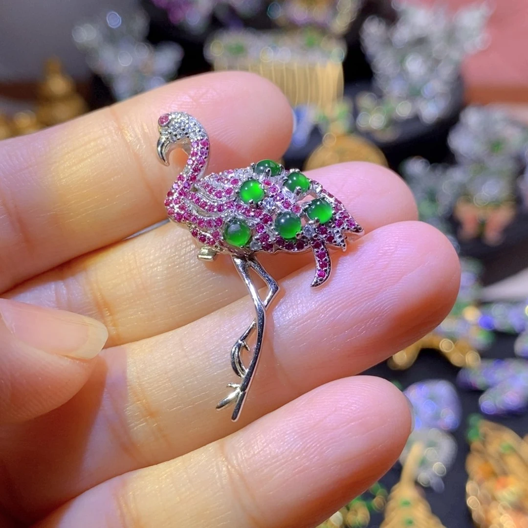 吊坠(不含链)银S925镶嵌翡翠