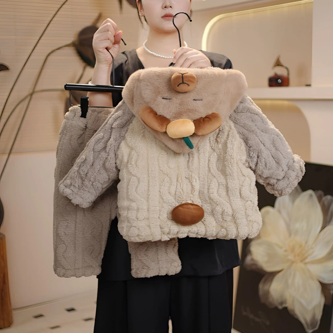 儿童睡衣套装法兰绒中小童宝宝加绒加厚两件套家居服24S066