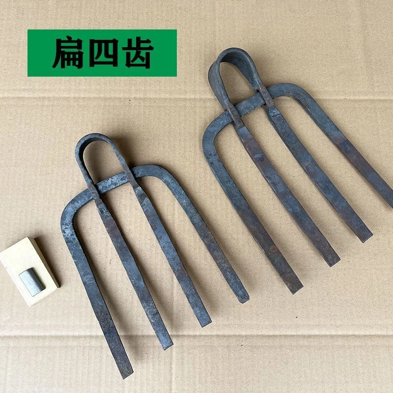 锻打四齿锄头尖四齿种植农用锄头四爪四丁耙子挖地大锄头锄头大全