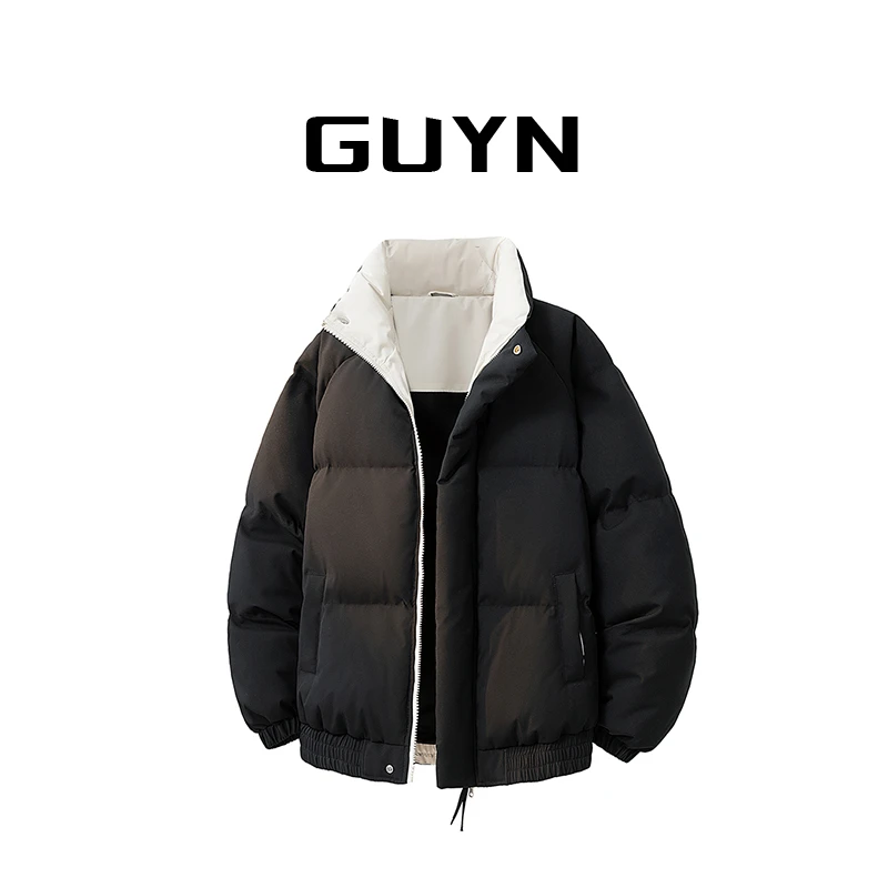 【品牌正品现货】GUYN美式撞色立领棉衣男款秋冬季加棉拼接棉服外套