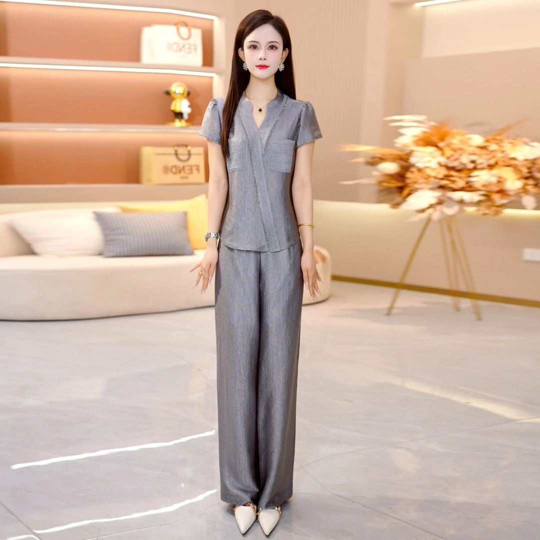 【SJYH1638】夏季新款套装裤两件套时尚优雅减龄洋气套装