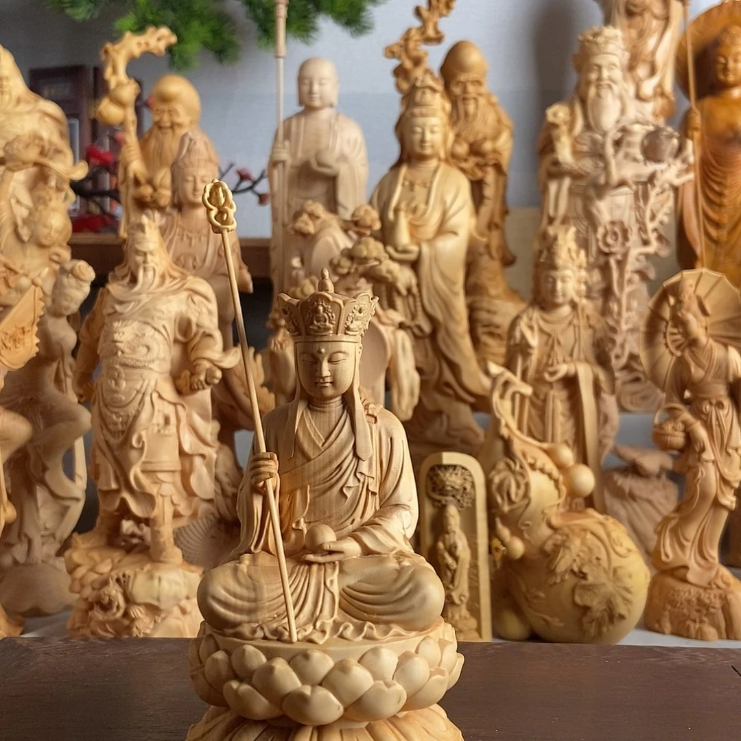 木A**n小叶黄杨木雕坐莲地藏