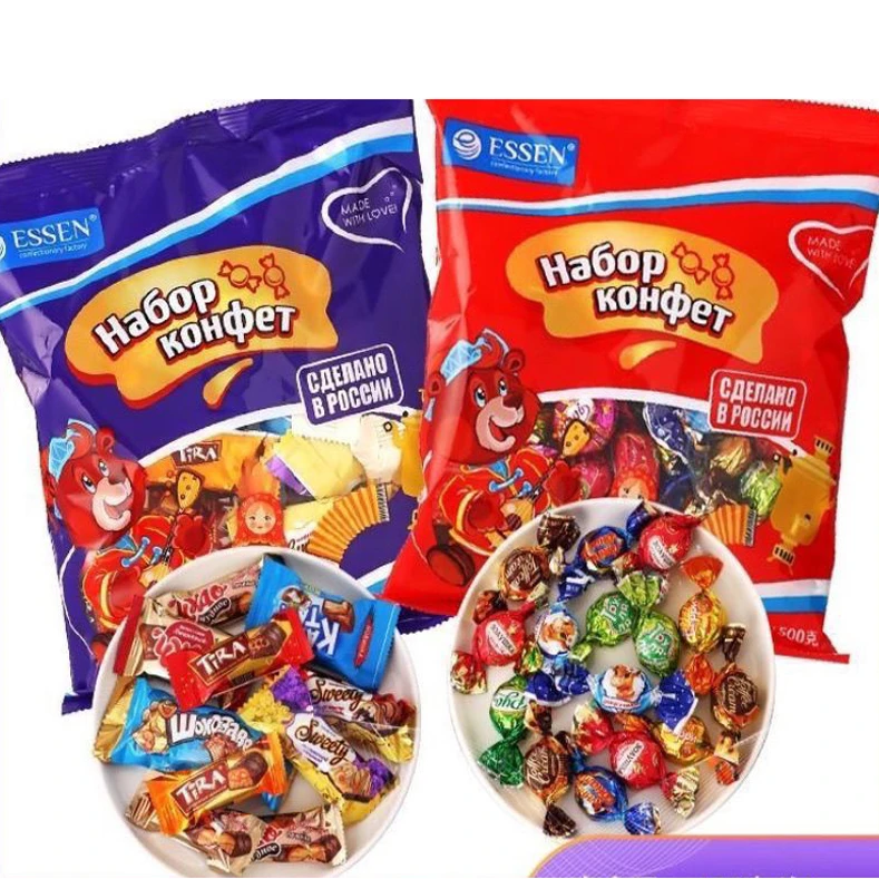 混装糖俄罗斯原装进口混合糖巧克力糖夹心糖果宴会喜糖年货零食