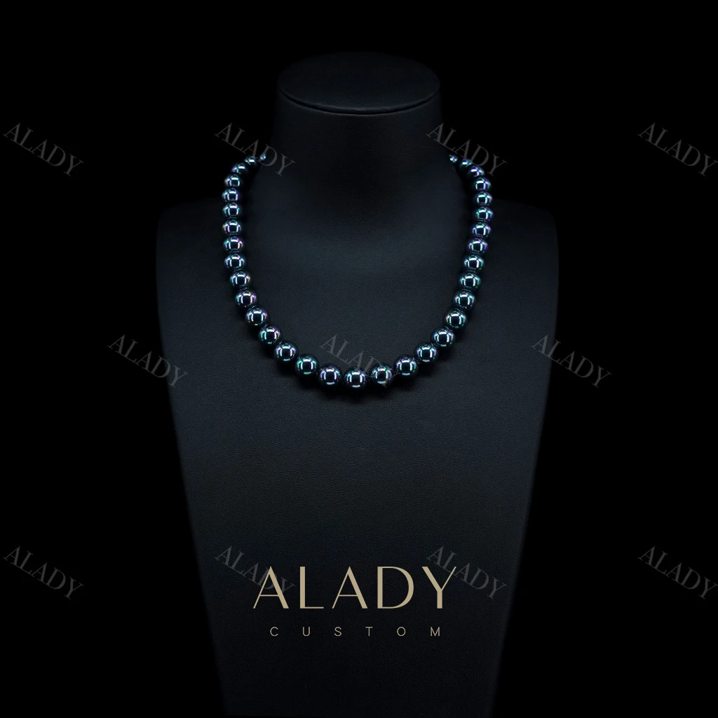 合金仿珍珠项链 【深海秘密】炫彩正圆珠珠时尚气质项链