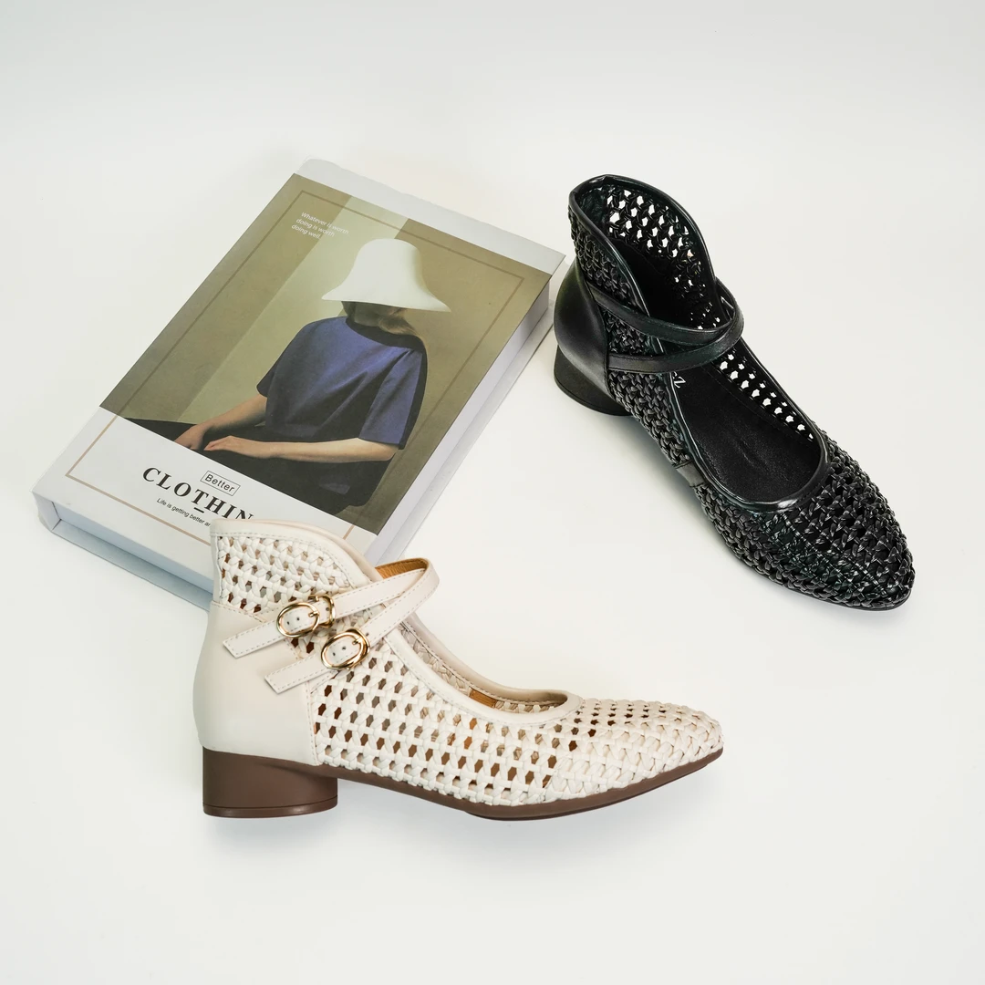 3厘米/低跟洞洞靴春季夏季镂空设计手工真皮软底软面