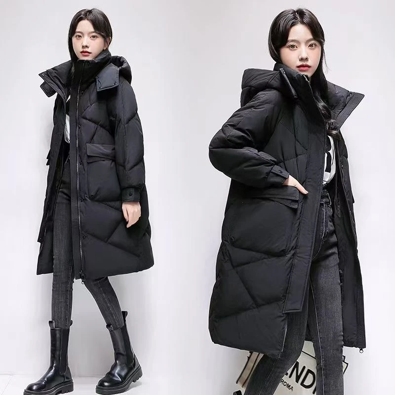 5118冬季新款韩版棉衣女中长款过膝宽松加厚棉袄保暖面包棉服外套